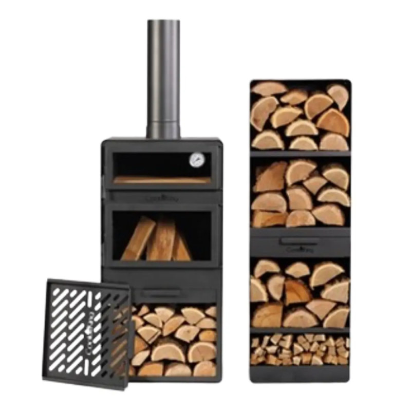 Cook King Vento Udeovn Med Bagekammer  Dobbelt Hærdet Glas  Grillrist Og Brænderum 120    40    30 Cm
