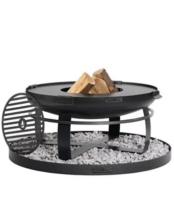 Cook King   Vikingâ  80 Cm Havebålfad Med Grillplade  Grillrist Og Rund Stenbase