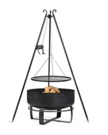 Cook King   Vikingâ     80 Cm Havebålfad Med 180 Cm Trefod  Grillrist Og Hejs