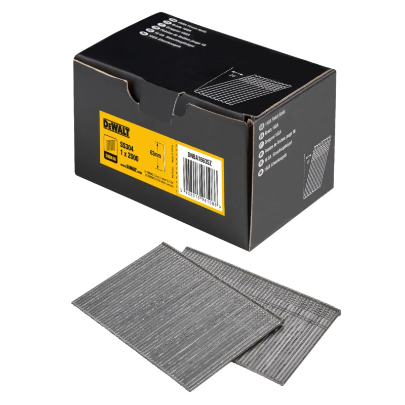 Dewalt 16ga Dykkersøm       63 Mm Rustfri Stål A2  20â    2500 Stk   Dnba1663sz