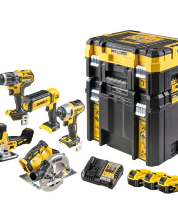 Dewalt 18v Xr Kombisæt Med   Dele      5ah Batterier  Lader Og Tstak   Dck500p3t-qw