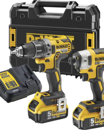 Dewalt 18v Xr Kulløs Sæt Med Boremaskine Og Slagskruetrækker Inkl      5ah Batterier   Dck268p2t-qw