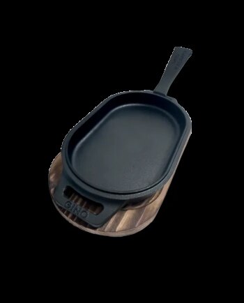 Gino   Acampo Støbejernsplade Skillet 28cm   14 8cm Med Træbakke