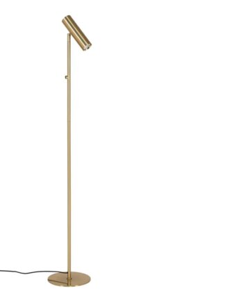 Gulvlampe Lampe   Messing Med Stofledning På 210 Cm Pære: Gu10 5w Led Ip20 6409104