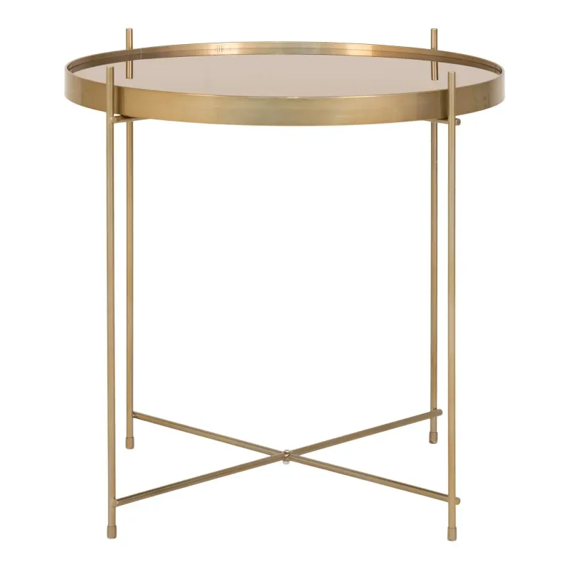 Hjørnebord Messing Farvet Stål Med Glas ø48xh48 Cm 2101101