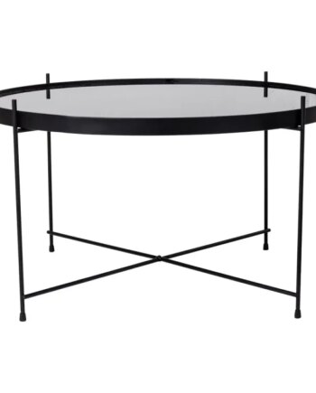 Hjørnebord   Sort Stål Med Glas ø70xh40 Cm 2101200