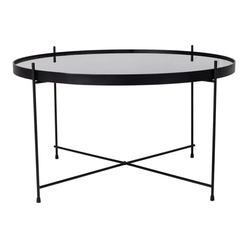 Hjørnebord Sort Stål Med Glas ø70xh40 Cm 2101200