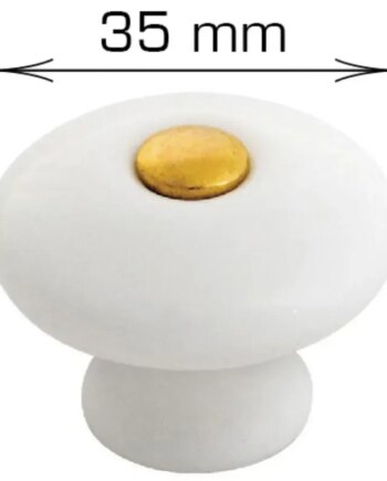 Home It Porcelænknop ø35   30 Mm Hvid Guld   Stk