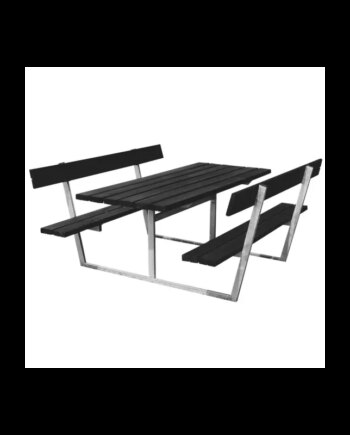 Hortus Bord- Bænksæt  Quot Sif Quot  Sort Grundmalet Og Galvaniseret Stel Med Ryg  : 175    : 180 Cm 801-082
