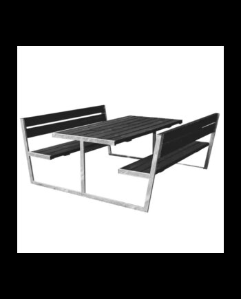 Hortus Bord- Bænksæt  Quot Thor Quot  Sort Grundmalet Og Galvaniseret Stel Med Ryg  : 180    : 205 Cm 801-084