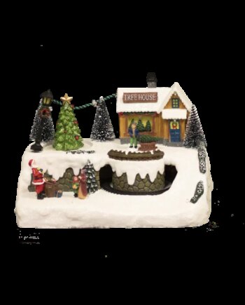 Juleby  Quot Treehouse Town Quot  Nordic Winter Med Lys Og Musik  Til Batteri