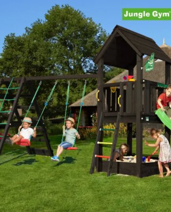 Jungle Gym Club Legetårn Komplet Inkl  Climb Module Xtra Ekskl  Rutschebane  Grundmalet Sort 806-284cb