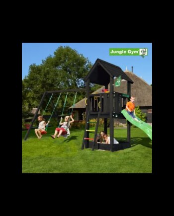 Jungle Gym Club Legetårn Komplet Inkl  Swing Module Xtra Ekskl  Rutschebane  Grundmalet Sort 806-284sb