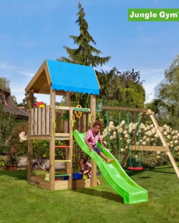 Jungle Gym Home Legetårn Komplet Inkl  Swing Module Xtra Og Rutschebane 804-315nsx