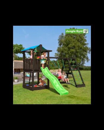Jungle Gym Hut Legetårn Komplet Inkl  Climb Module Xtra Ekskl  Rutschebane  Grundmalet Sort 806-282cb