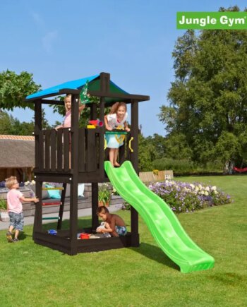 Jungle Gym Hut Legetårn Komplet Inkl  Rutschebane  Grundmalet Sort 806-282