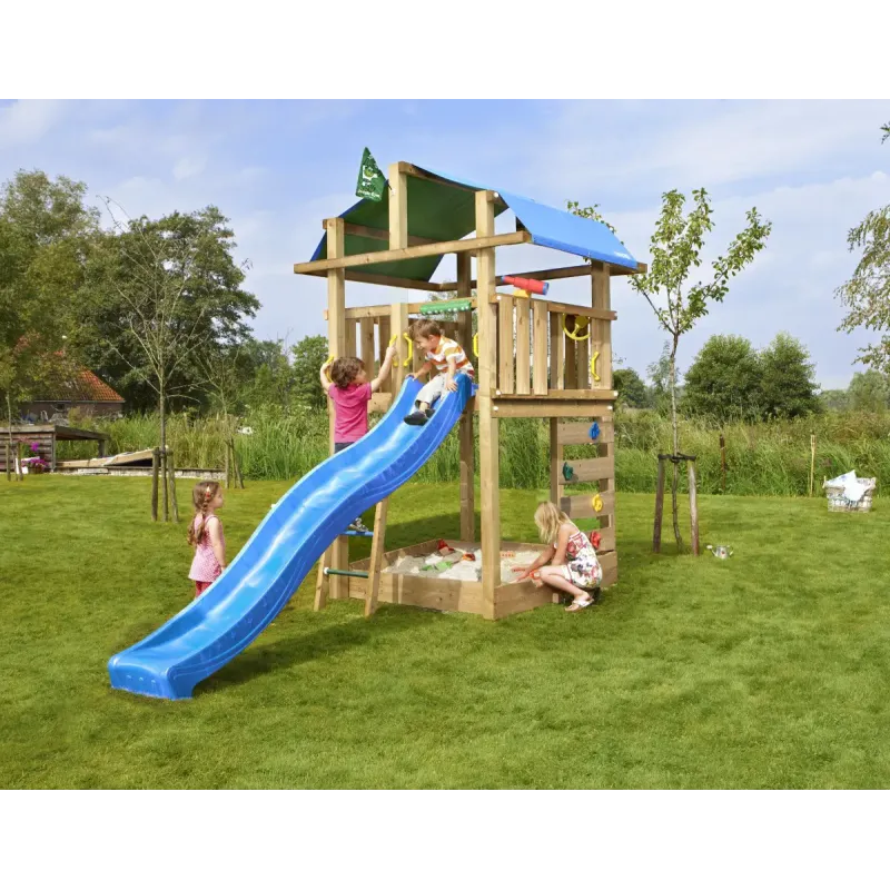 Legetårn Komplet Jungle Gym Fort Inkl Grøn Rutschebane