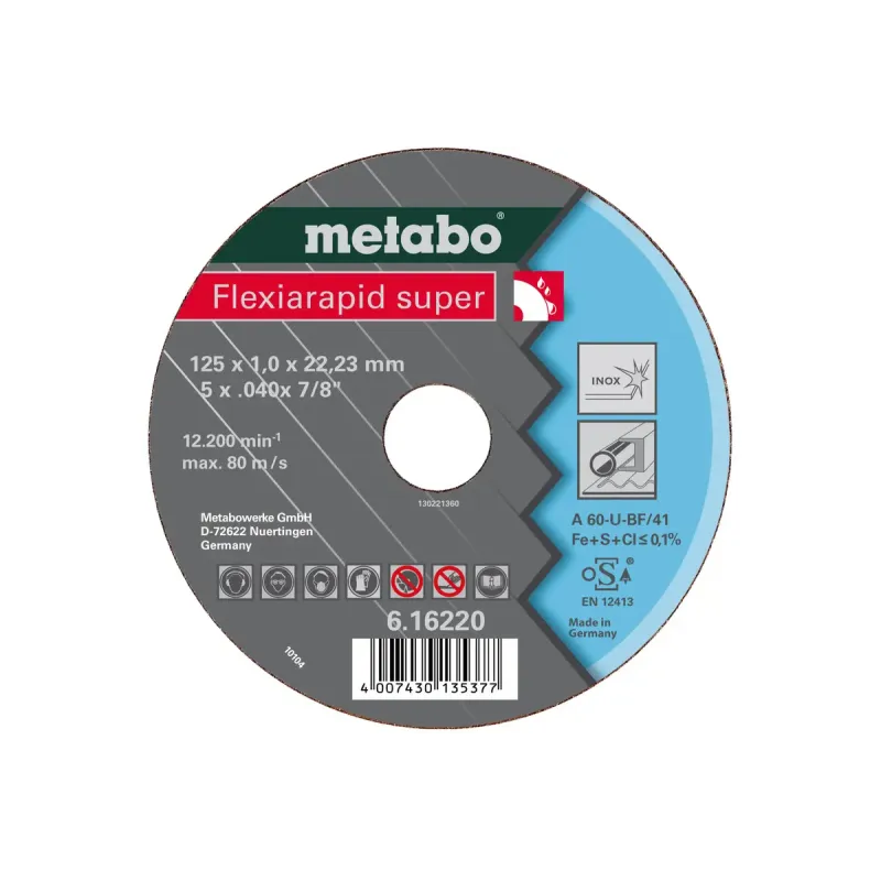 Metabo 4007430135346 616217000 Kvalitetsklasse   36-    46-    60-  Flexiarapid Super Inox Hydroresist