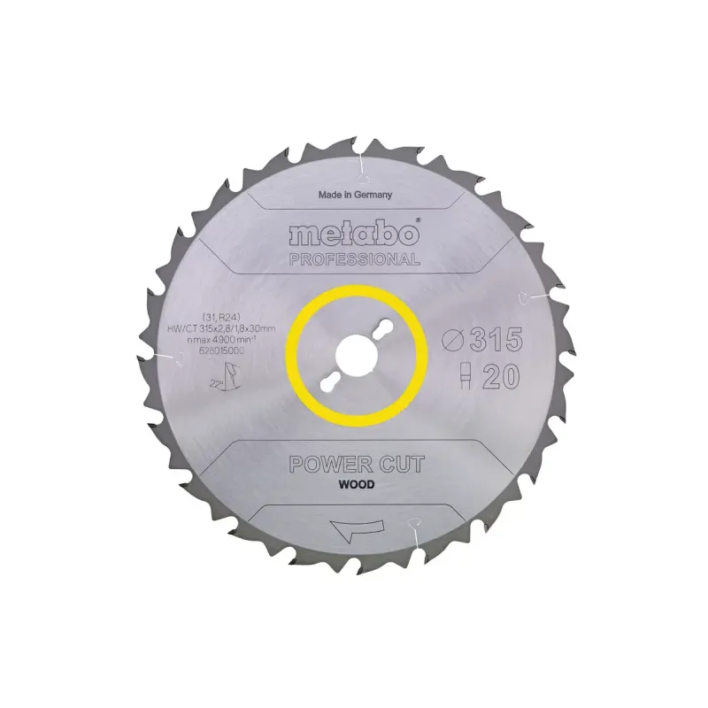 Metabo 4007430177353 628024000 Rundsavklinge   Hårdmetal Power Cut Wood  Kvalitet Professional  Til Semistationære Rundsav