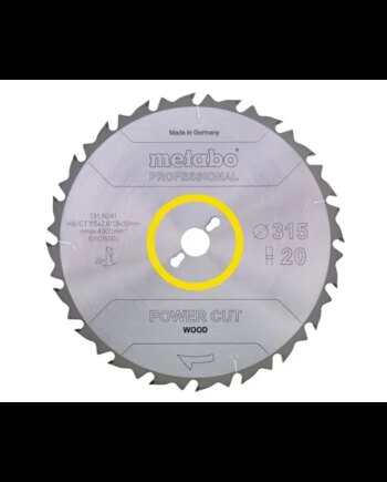 Metabo 4007430193452 628230000 Rundsavklinge   Hårdmetal Power Cut Wood  Kvalitet Professional  Til Semistationære Rundsav
