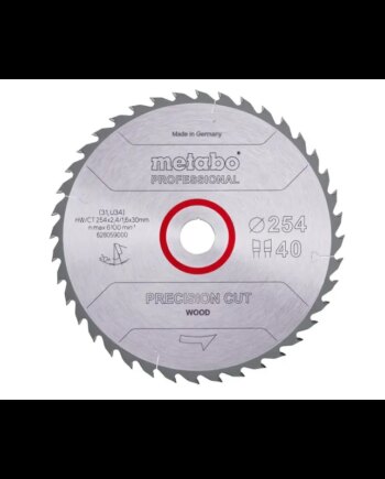 Metabo 4007430229533 628059000 Rundsavklinge Precision Cut Wood  Kvaliltet Professional  Til Semistationære Rundsav