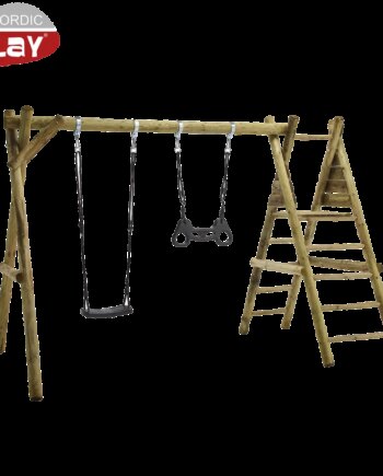 Nordic Play Gyngestativ 240 Cm Med Platform     Sort Gynge Og   Sort Trapez Ekskl  Rutsjebane 805-627