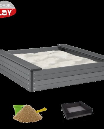 Nordic Play Sandkasse Wpc 24x120x120cm  Inkl  Net Og 240 Kg Sand