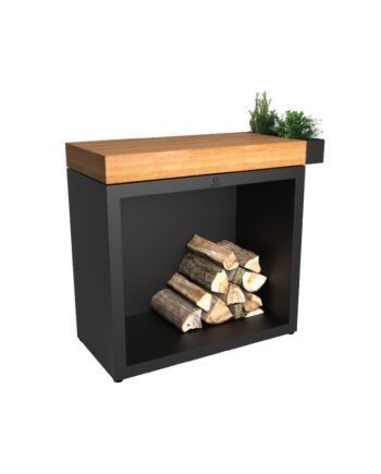 Ofyr Butcher Block Storage 90 Black Teak Wood