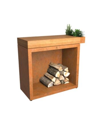 Ofyr Butcher Block Storage 90 Corten Teak Wood