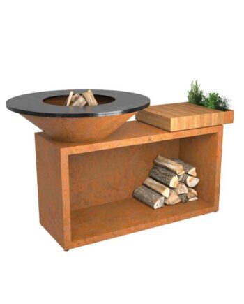 Ofyr Grill Island Corten 100 Teak Wood