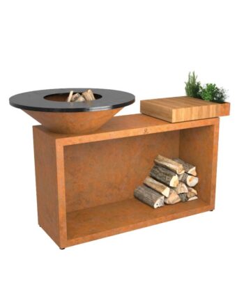 Ofyr Grill Island Corten 85 Teak Wood