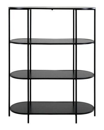 Oval Reol Med Sort Ramme Og   Sorte Hylder 3001150