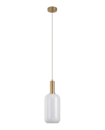 Pendel Pendel   Cylinderformet Hvidt Glas Og Messingfatningn150 Cm Stofledning Pære: E27 40w 6406200