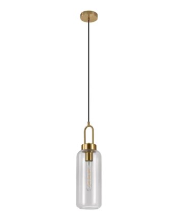 Pendel Pendel   Cylinderformet Klar Glas Og Messingfatningn150 Cm Stofledning Pære: E27 40w 6406110