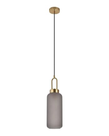 Pendel Pendel   Cylinderformet Mat Smokey Glas Og Messingfatningn150 Cm Stofledning Pære: E27 40w 6406115