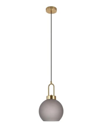 Pendel Pendel   Kugleformet Mat Smokey Glas Og Messingfatningn150 Cm Stofledning Pære: E27 40w 6406105