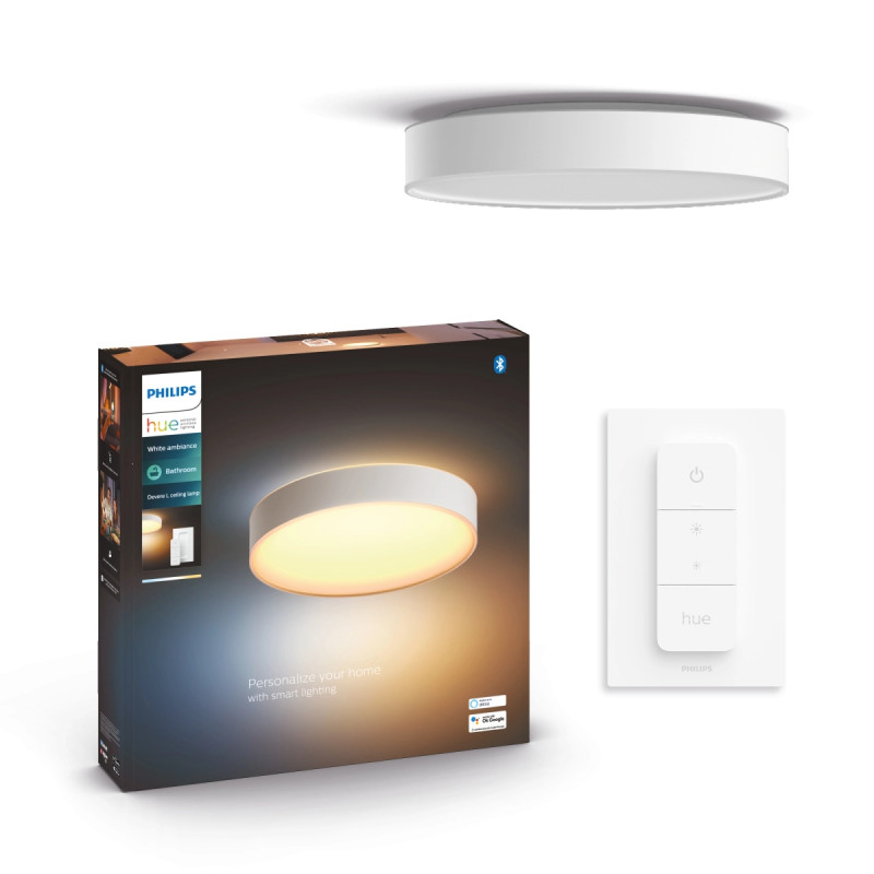 Philips Hue Devere White Ambiance Stor ø425 Mm Led Loftlampe Hvid Ip44 33 5w