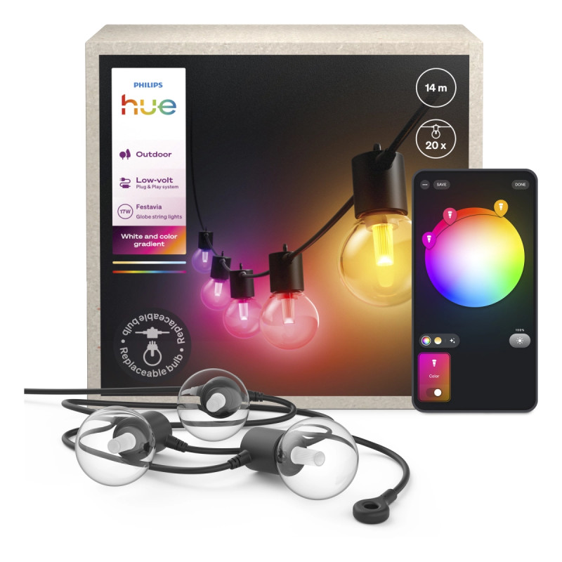 Philips Hue Festavia Globe Udendørs Lyskæde 14 Med 20 Pærer