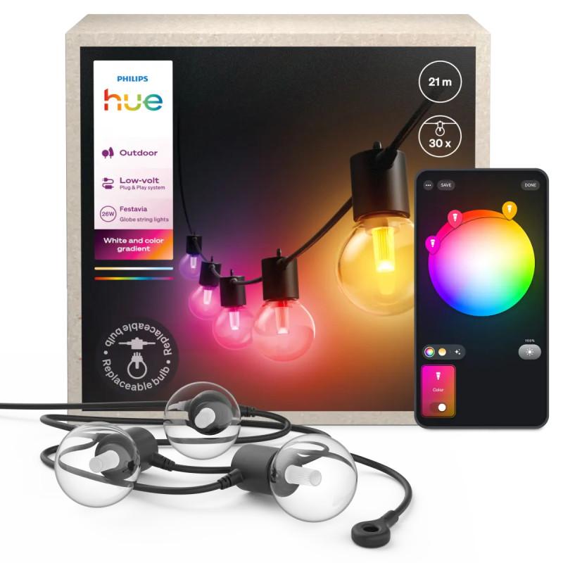 Philips Hue Festavia Globe Udendørs Lyskæde 21 Med 30 Pærer