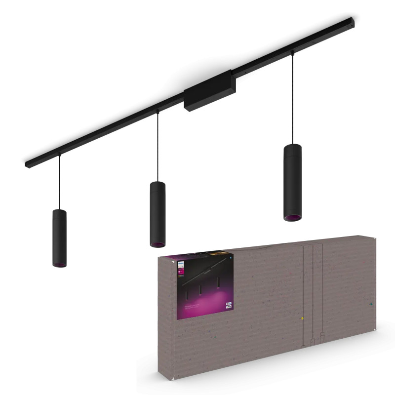 Philips Hue Perifo White And Color Ambiance Loftskinnesæt Sort Med Cylinder Pendler
