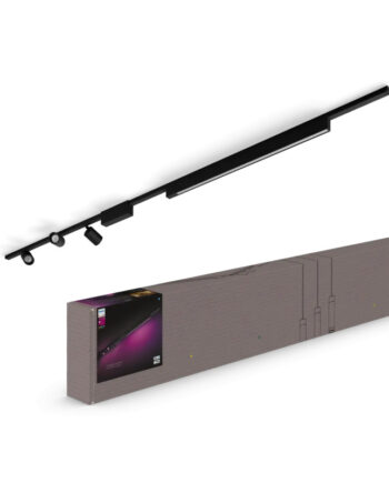 Philips Hue Perifo White And Color Ambiance Loftskinnesæt Sort Med   Cylinder Spots Og Lysbar