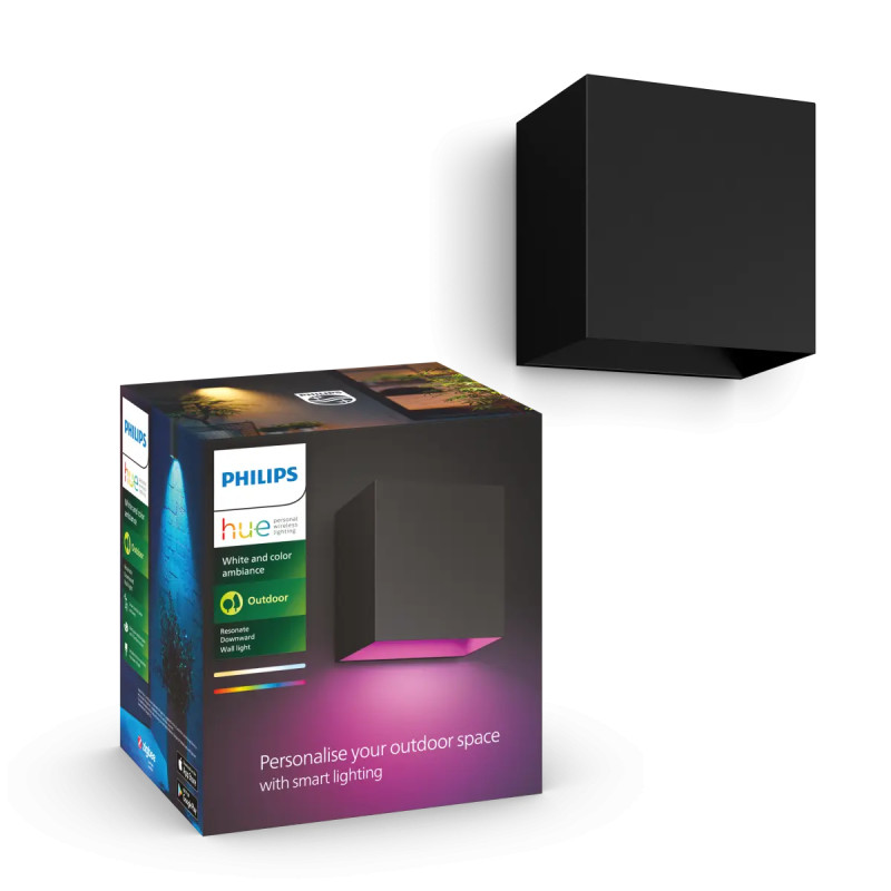 Philips Hue Resonate White And Color Ambiance Udendørs Ned Væglampe Sort Ip44 8w