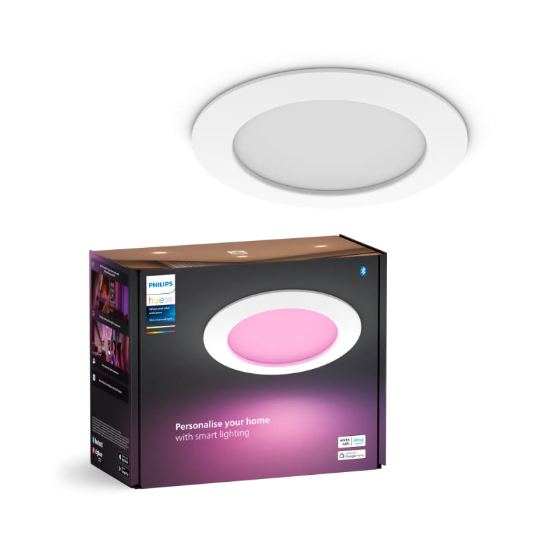Philips Hue Slim White And Color Ambiance Indbygningsspot Hvid ø170 Mm Ip44 3w