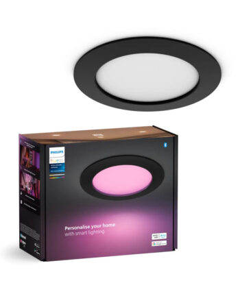 Philips Hue Slim White And Color Ambiance Indbygningsspot Sort ø170 Mm Ip44   3w
