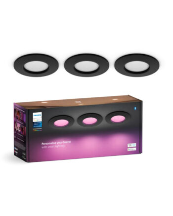 Philips Hue Slim White And Color Ambiance Indbygningsspot Sort ø90 Mm  -pak
