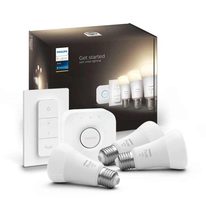 Philips Hue White A60 Led Pære E27 1100 Lm Startsæt -pak Med Dimmer Switch