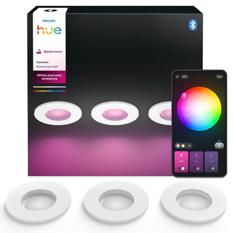 Philips Hue Xamento White And Color Ambiance Indbygningsspot Hvid 3x4 2w -pak