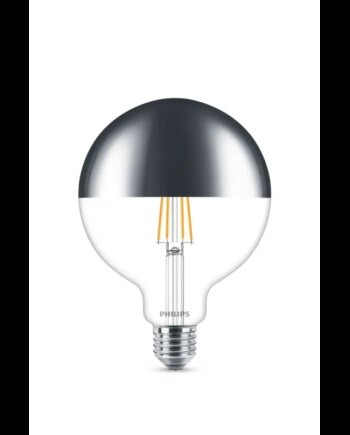 Philips Led Filament Topforspejlet 50w Globe  E27  Klar  Dæmpbar    Stk 929002412901