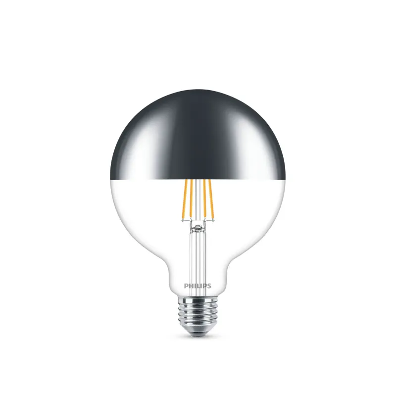 Philips Led Filament Topforspejlet 50w Globe  E27  Klar  Dæmpbar    Stk 929002412901