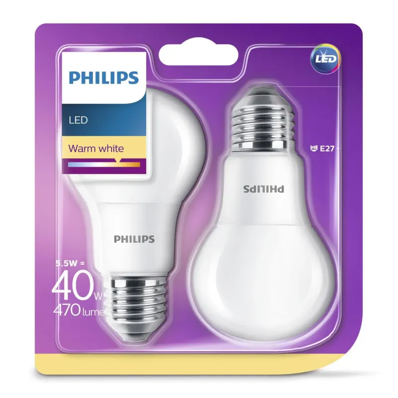 Philips Led Plast 40w  Standard  Varm Hvid   Mat  E27  Ikke Dæmpbar    Stk 8718696576854